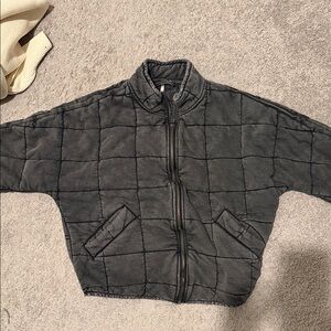 Free People Charcoal Quilted  Jacket